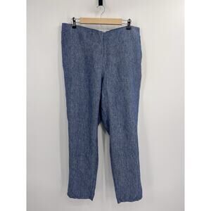 J Jill Love Linen Pull On Blue Ankle Pants Large